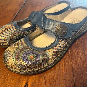 Sequined open-back sandals by Rieker Antistress,  Size 7